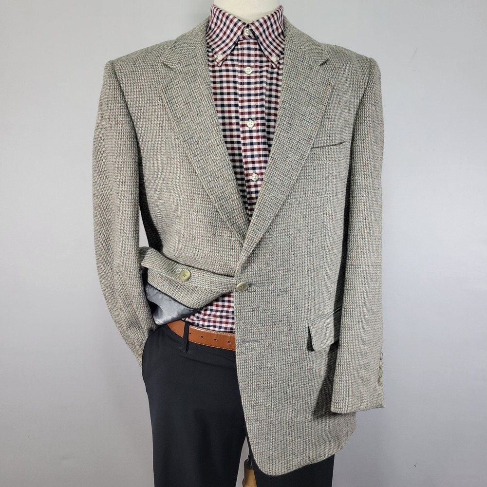 Joe Namath Men's Tweed Sport Coat Blazer Two‎ Button Multicolor Acrylic Wool 44L